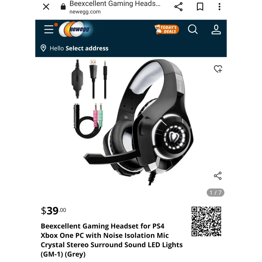 Beexcellent GM-1 LED Stereo Wired Gaming Headset w/ Mic! Red/Black-Retail $39!